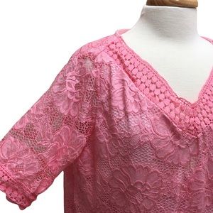 Yoins Your Inspiration 3XL Stretch Lace Crochet Overlay Bold Pink Dress NWT